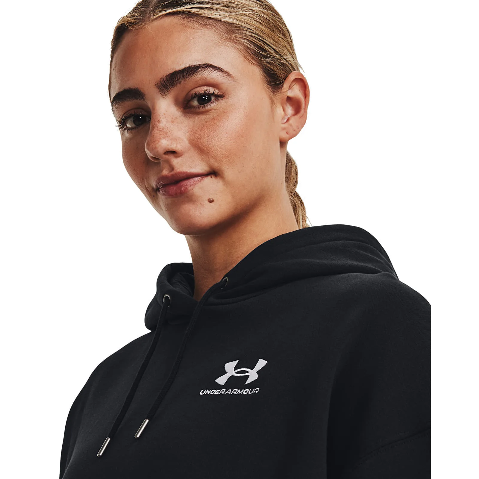 Дамски суитшърт с качулка Under Armour Icon OS черен/бял – Black|White – Дамски худита