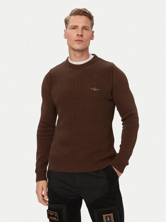 Aeronautica Militare Пуловер 262MA1571UL00409 Кафяв Regular Fit – Мъжки пуловери и жилетки