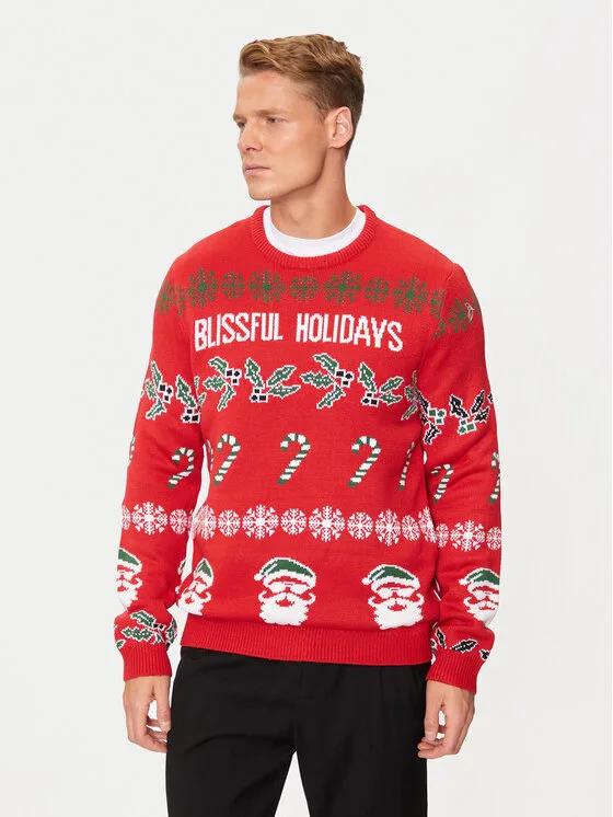 Only & Sons Пуловер Xmas 22031171 Червен Regular Fit – Мъжки пуловери и жилетки