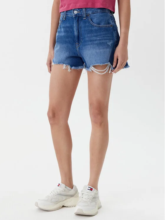 Tommy Jeans Дънкови шорти DW0DW20096 Син Regular Fit – Дамски дънкови шорти