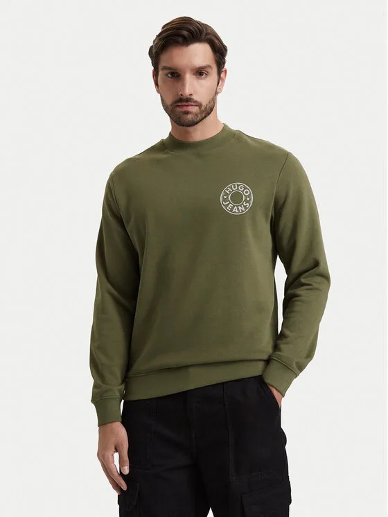 HUGO Суитшърт Nedos 50572298 Зелен Regular Fit – Мъжки суитшърти без цип