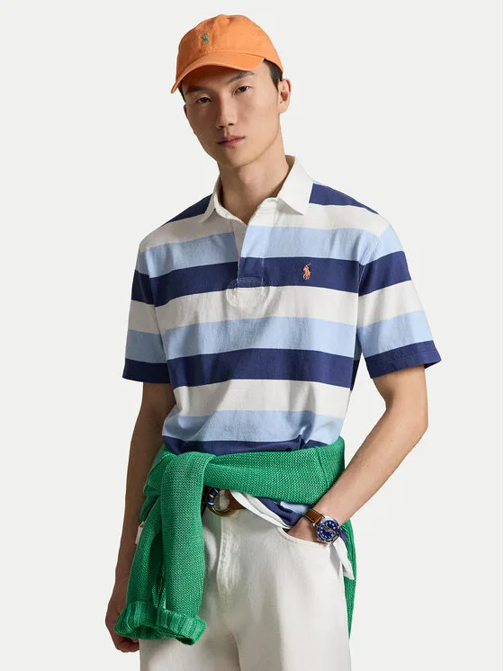 Polo Ralph Lauren Тениска с яка и копчета Ssl Rug 710977587001 Син Regular Fit – Мъжки поло тениски