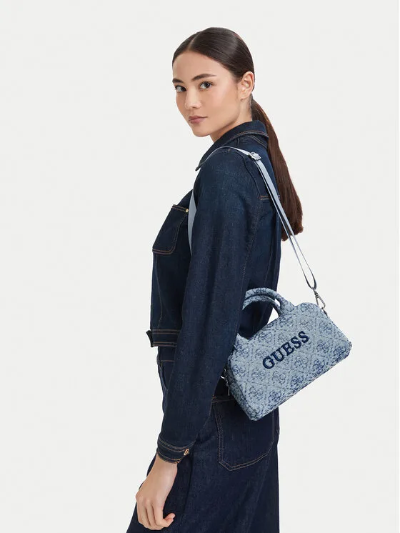 Дамска чанта Guess синя – Дамски чанти тип куфарче