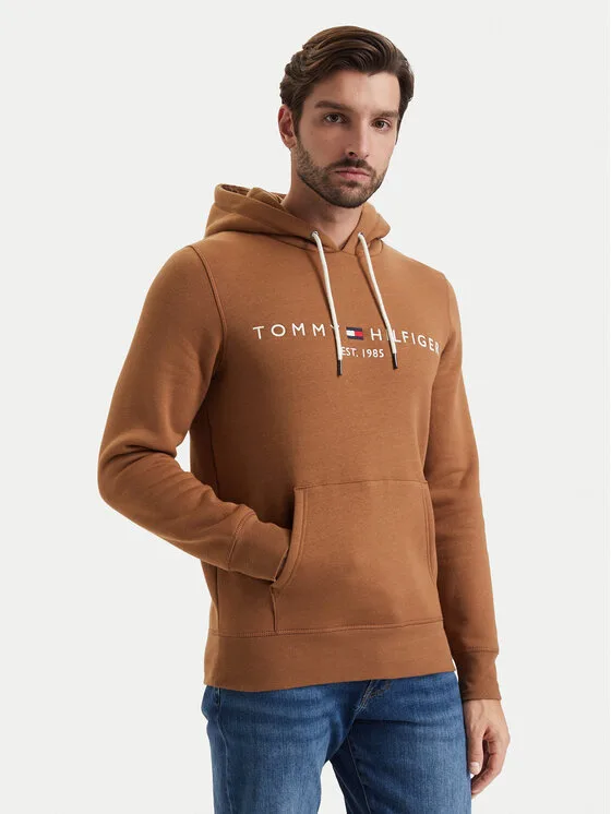 Мъжки суитшърт Tommy Hilfiger Logo MW0MW11599 кафяв – Мъжки суитшърти без цип