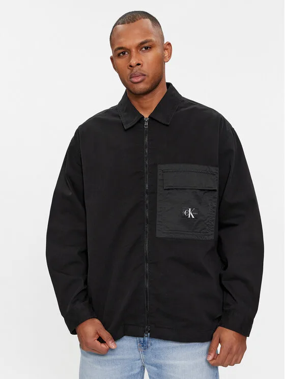 Calvin Klein Jeans Риза-яке Mix Media J30J324617 Черен Regular Fit – Мъжки преходни якета