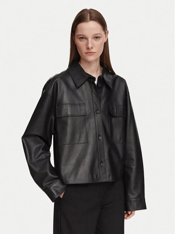 Дамско кожено яке Weekend Max Mara Piovra черно – Черен – Дамски кожени якета