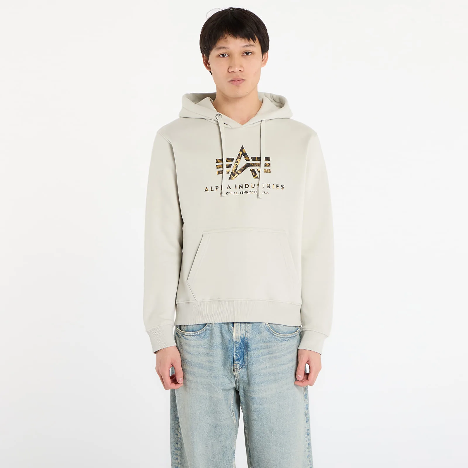 Суитшърт Alpha Industries Basic Hoodie BL Effect Print Stone XL – Мъжки худита