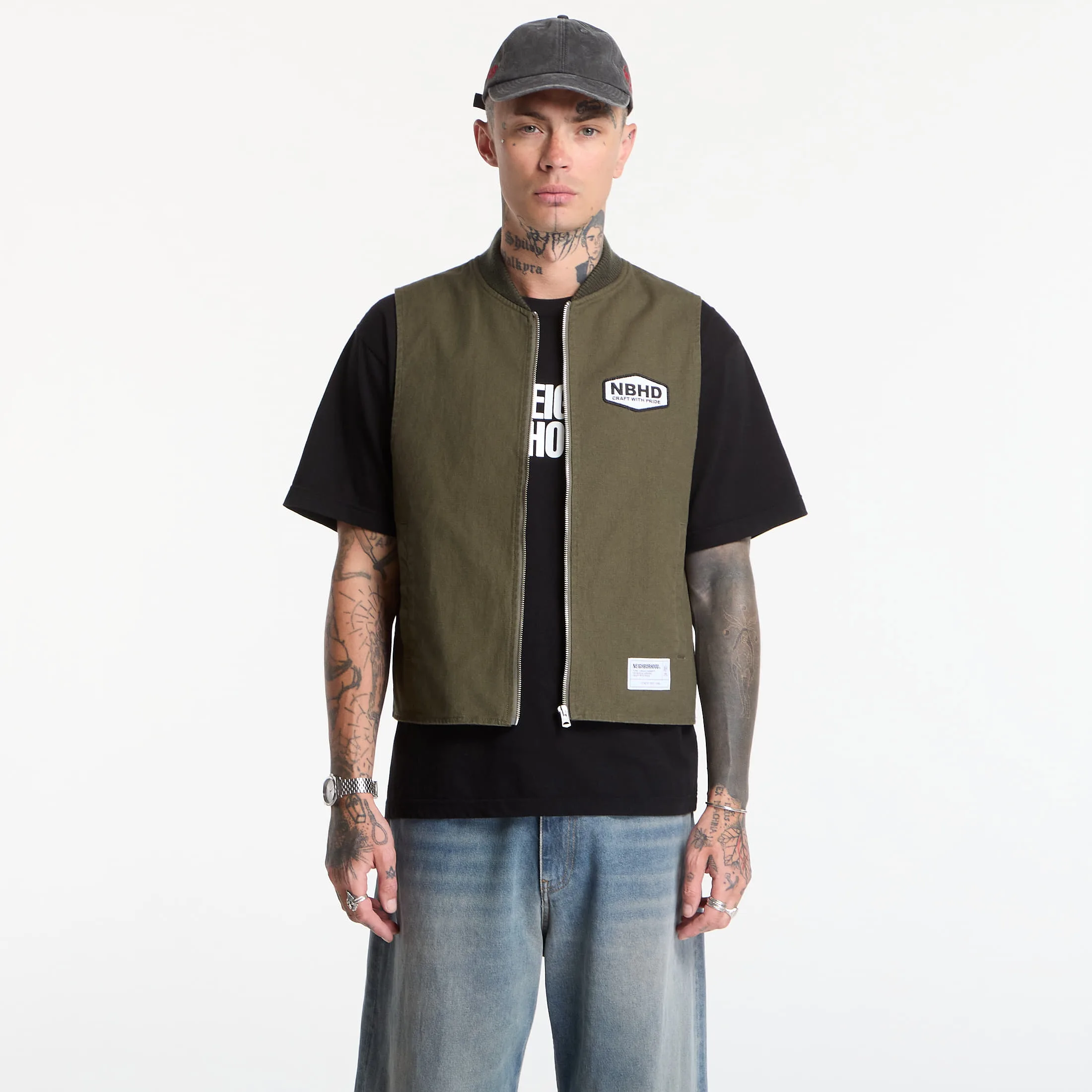 Елек NEIGHBORHOOD Zip Work Vest Olive Drab XL – Мъжки елеци