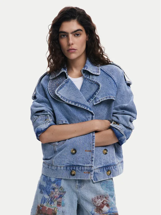 Дамско дънково яке Desigual Ontario синьо – Дамски дънкови якета