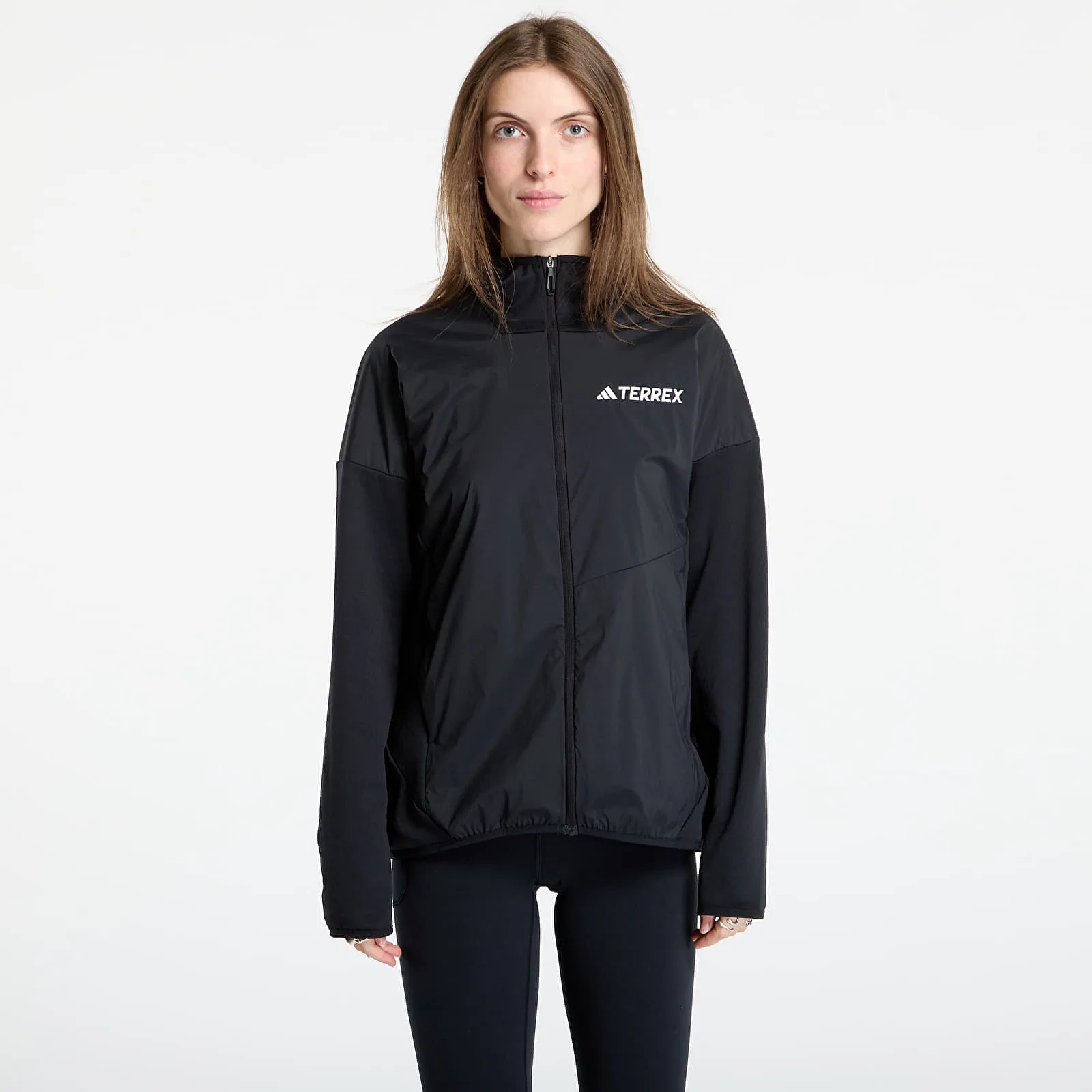 Дамски суитшърт с качулка adidas Performance Terrex Xperior черен – Black|Carbon|Semi Impact Orange – Дамски худита