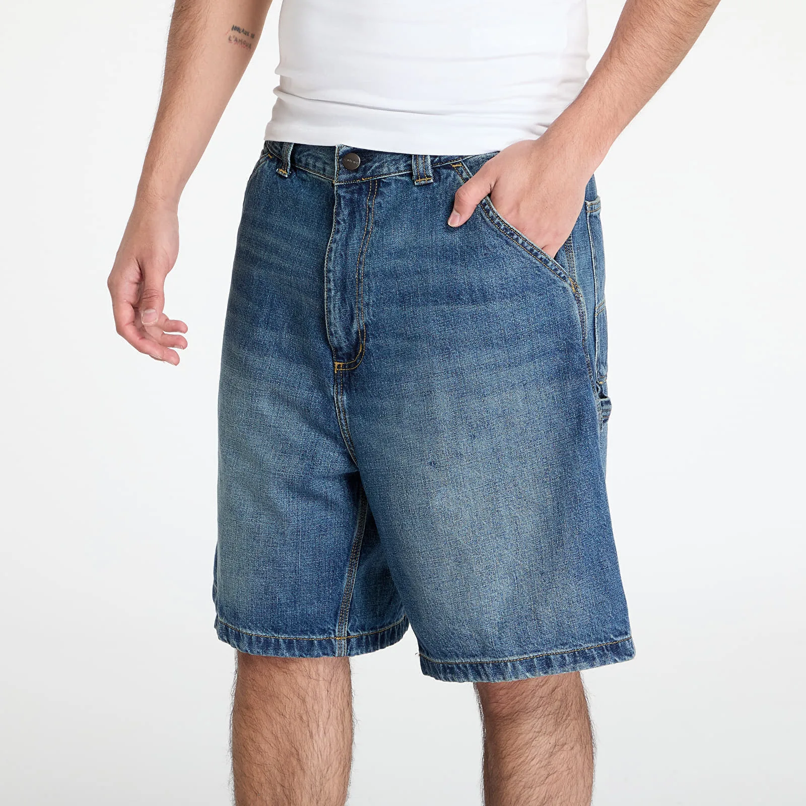 Къси панталони Carhartt WIP OG Single Knee Short Blue Dark Used Wash XS – Мъжки къси панталони