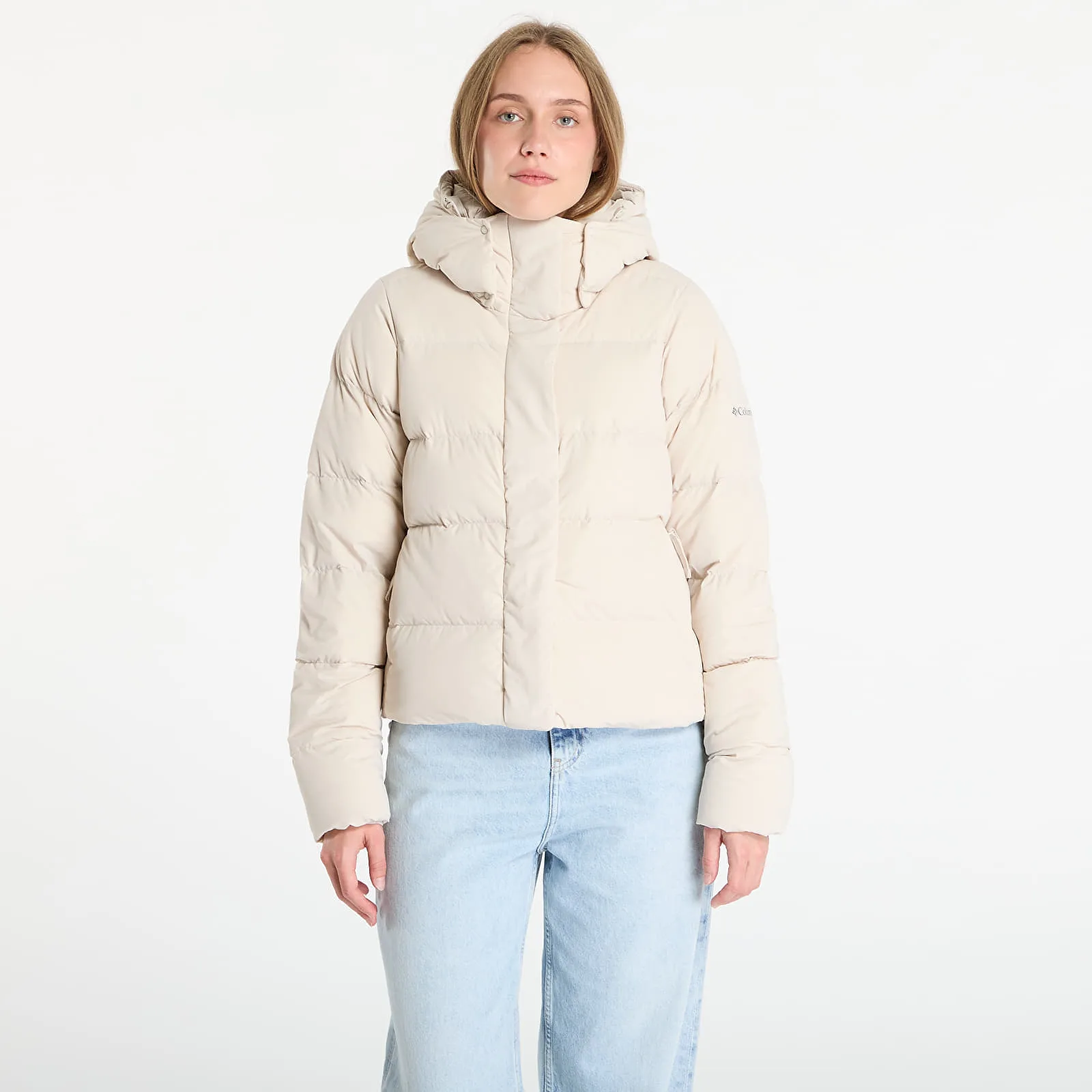 Дамски суитшърт с качулка Columbia Amaze Puff Hooded Jacket тъмнобежов – Dark Stone – Дамски худита