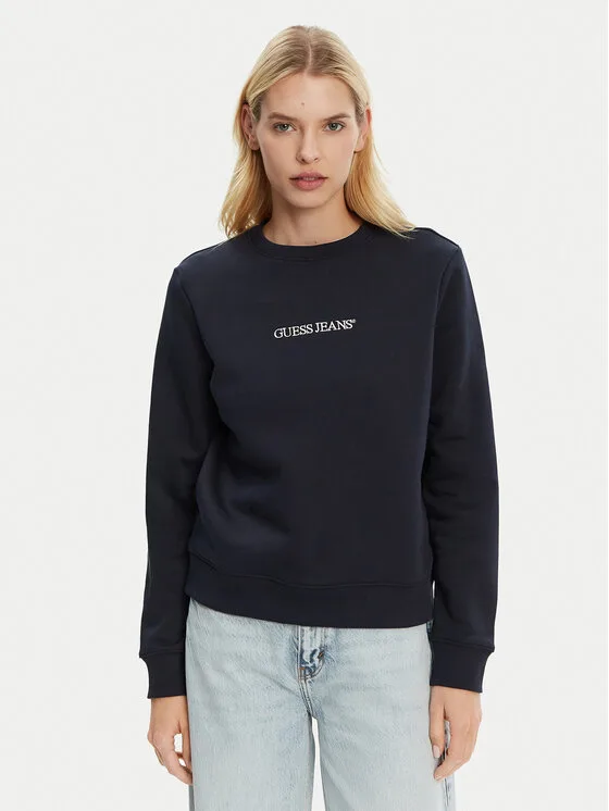 Дамски суитшърт Guess Jeans KC811 тъмносин – Дамски суитшърти без цип