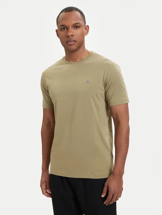 Gant Тишърт Shield 2003184 Тъмнозелен Regular Fit – Мъжки тениски