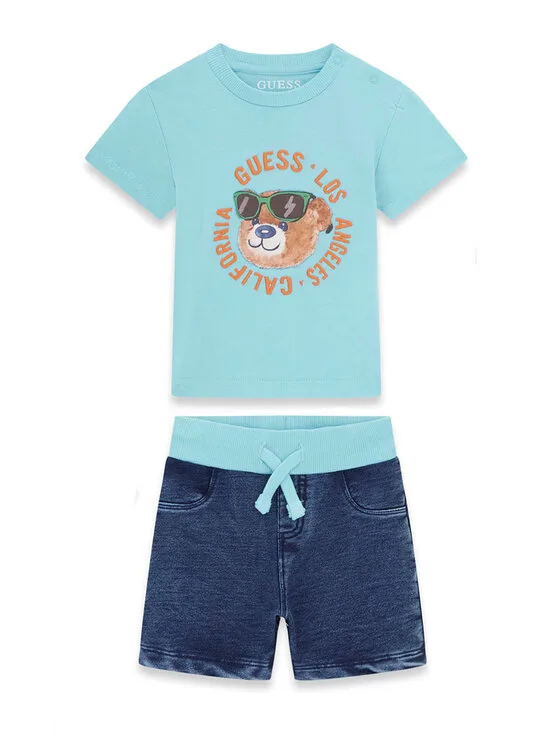 Guess Комплект тишърт и панталонки I6GG05 K8HM4 Електриков Regular Fit – Детски комплекти