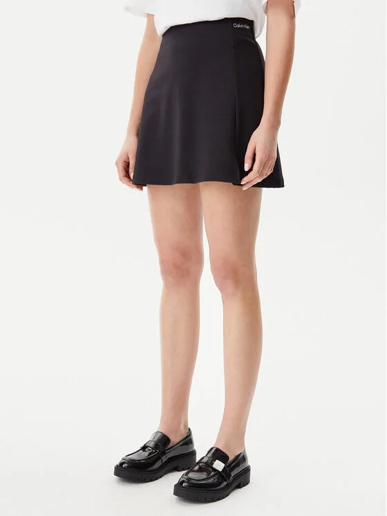 Calvin Klein Jeans Пола тип трапец Logo Milano J20J225333 Черен Regular Fit – Дамски поли тип трапец