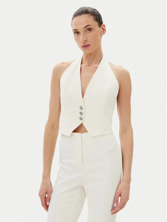 PINKO Елек 104931 A213 Бял Regular Fit – Дамски елеци