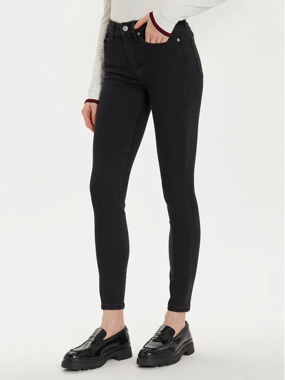 Tommy Hilfiger Дънки Como WW0WW42841 Черен Skinny Fit – Дамски skinny дънки