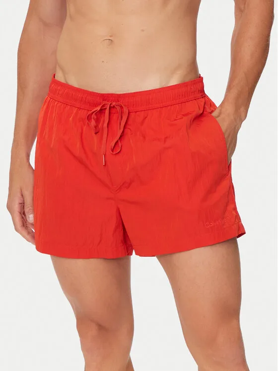Calvin Klein Swimwear Плувни шорти KM0KM01048 Червен Regular Fit – Мъжки бански