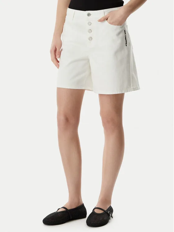 KARL LAGERFELD Дънкови шорти B2W10048 Кремав Loose Fit – Дамски дънкови шорти