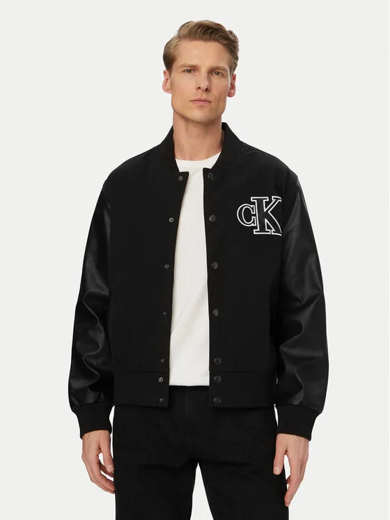 Calvin Klein Jeans Яке бомбър LV04RF407G Черен Regular Fit – Мъжки бомбър якета