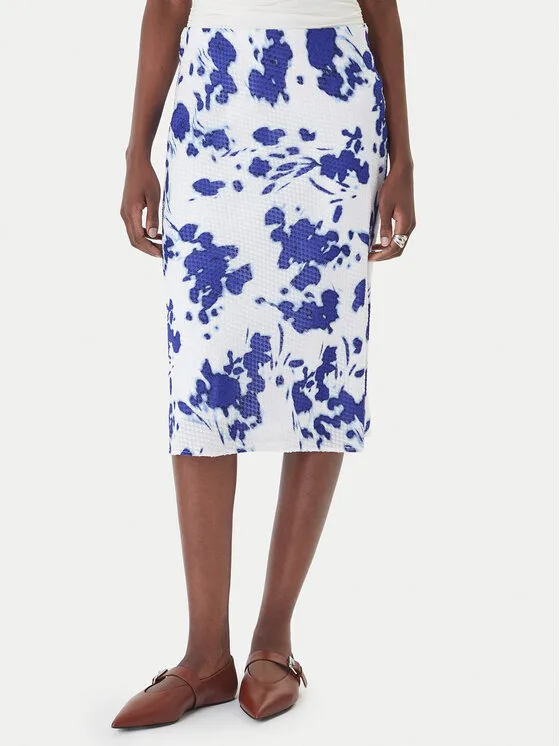 Calvin Klein Миди пола LV044F608G Бял Regular Fit – Дамски миди поли