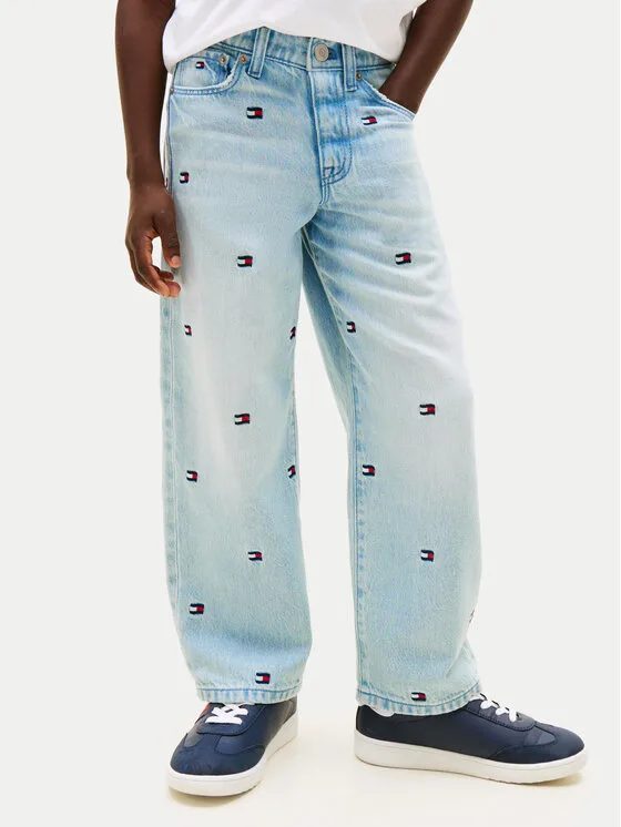 Tommy Hilfiger Дънки Wavy Flag KB0KB10417 Светлосин Loose Fit – Детски дънки