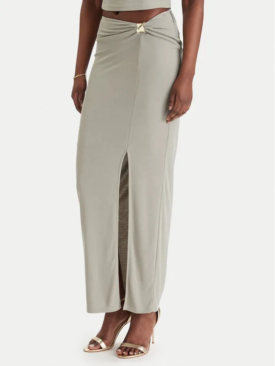 Guess Макси пола W6GD15 K2936 Каки Slim Fit – Дамски макси поли