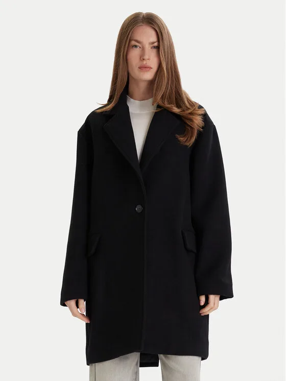 BOSS Вълнено палто C_Calesara2 50548660 Черен Relaxed Fit – Дамски зимни палта