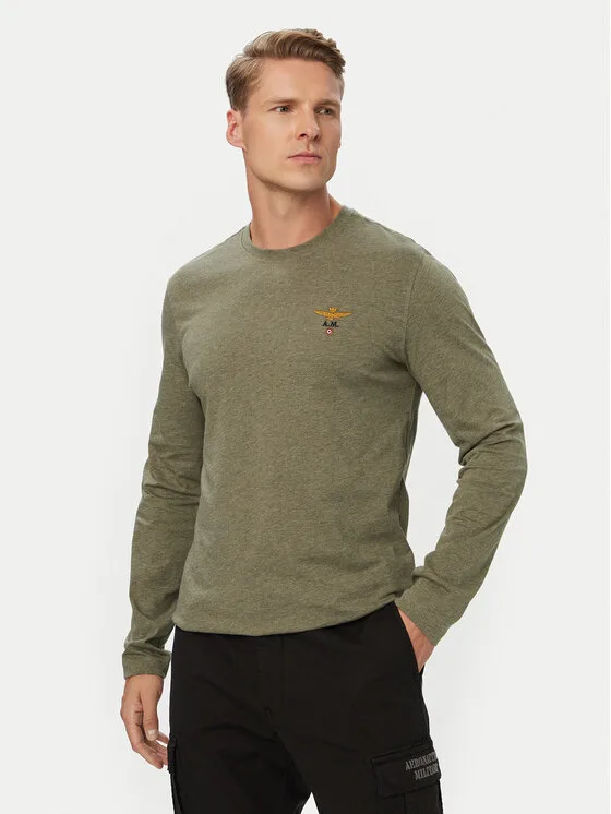 Aeronautica Militare Тениска с дълъг ръкав 262TS2390UJ00372 Зелен Regular Fit – Мъжки тениски с дълъг ръкав