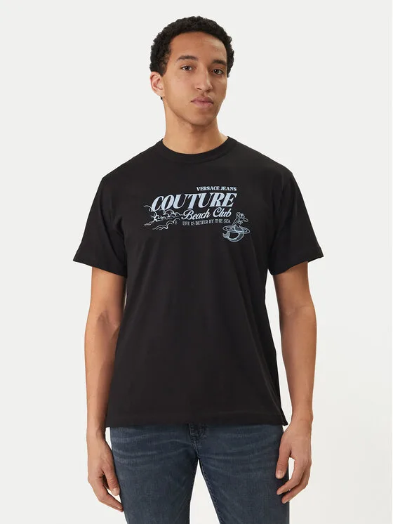 Versace Jeans Couture Тишърт 80GAHT10 CJ00T Черен Regular Fit – Мъжки поло тениски