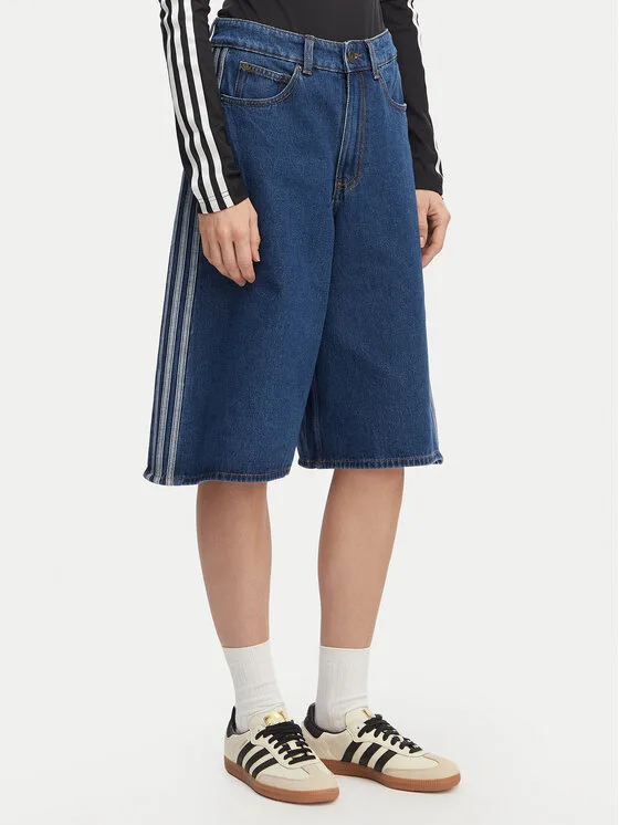 adidas Дънкови шорти Firebird Jorts KD2915 Син Oversize – Дамски дънкови шорти