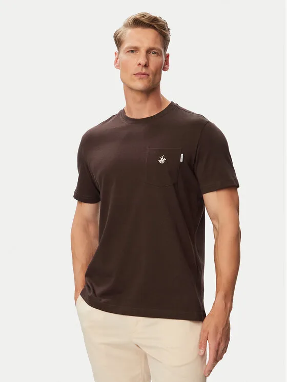 Beverly Hills Polo Club Тишърт P-SS26M-TS414000 Кафяв Regular Fit – Мъжки тениски