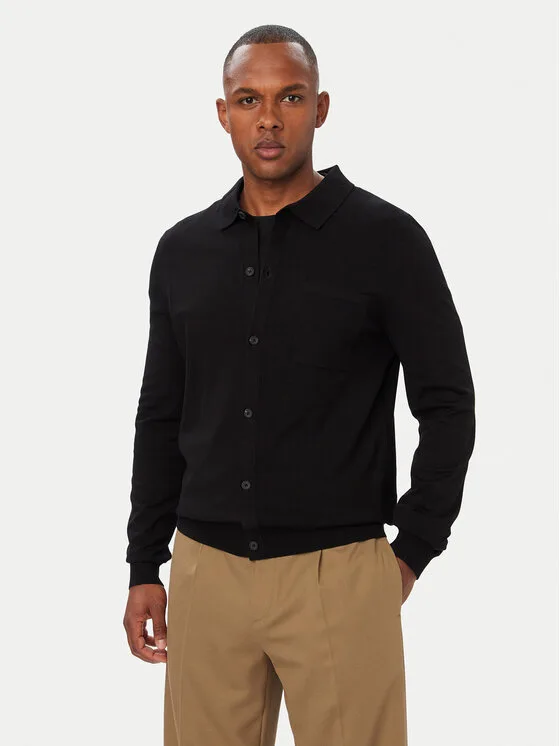 HUGO Кардиган San Jordan 50553663 Черен Regular Fit – Мъжки жилетки