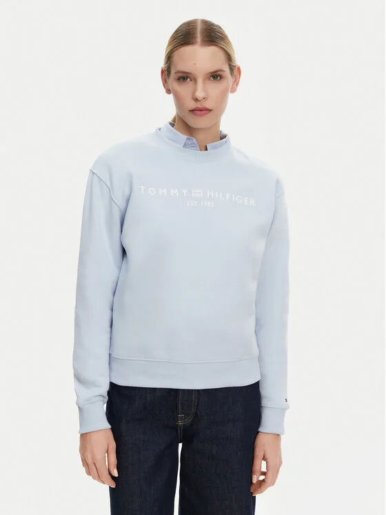 Tommy Hilfiger Суитшърт WW0WW39791 Светлосиньо Relaxed Fit – Дамски суитшърти без цип