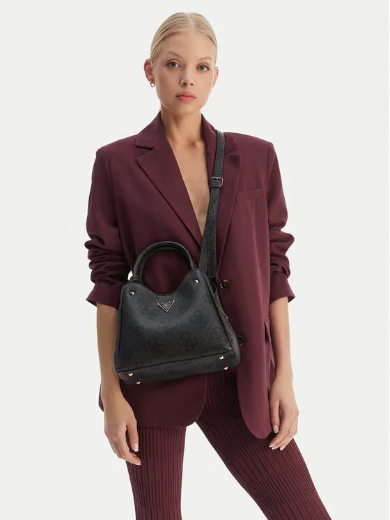 Дамска чанта Guess Meridian II HWOS69 черна – Черен – Дамски чанти тип куфарче