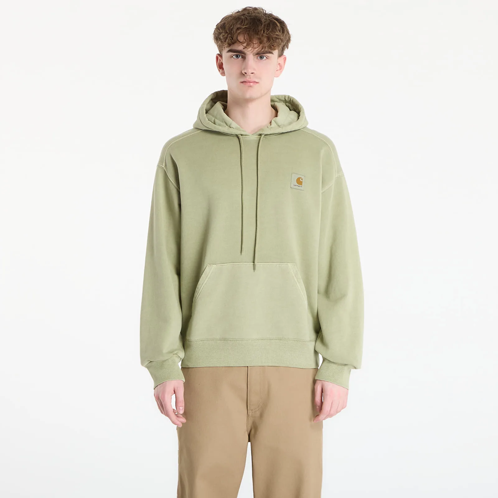 Мъжки суитшърт с качулка Carhartt WIP Hooded Nelson зелен – Gentle Green – Мъжки худита