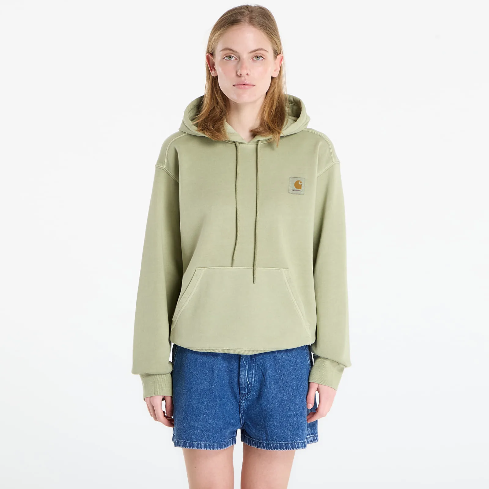 Мъжки суитшърт с качулка Carhartt WIP Hooded Nelson зелен – Gentle Green – Мъжки худита