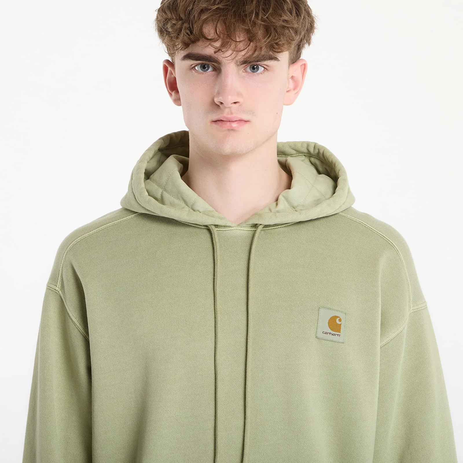 Мъжки суитшърт с качулка Carhartt WIP Hooded Nelson зелен – Gentle Green – Мъжки худита
