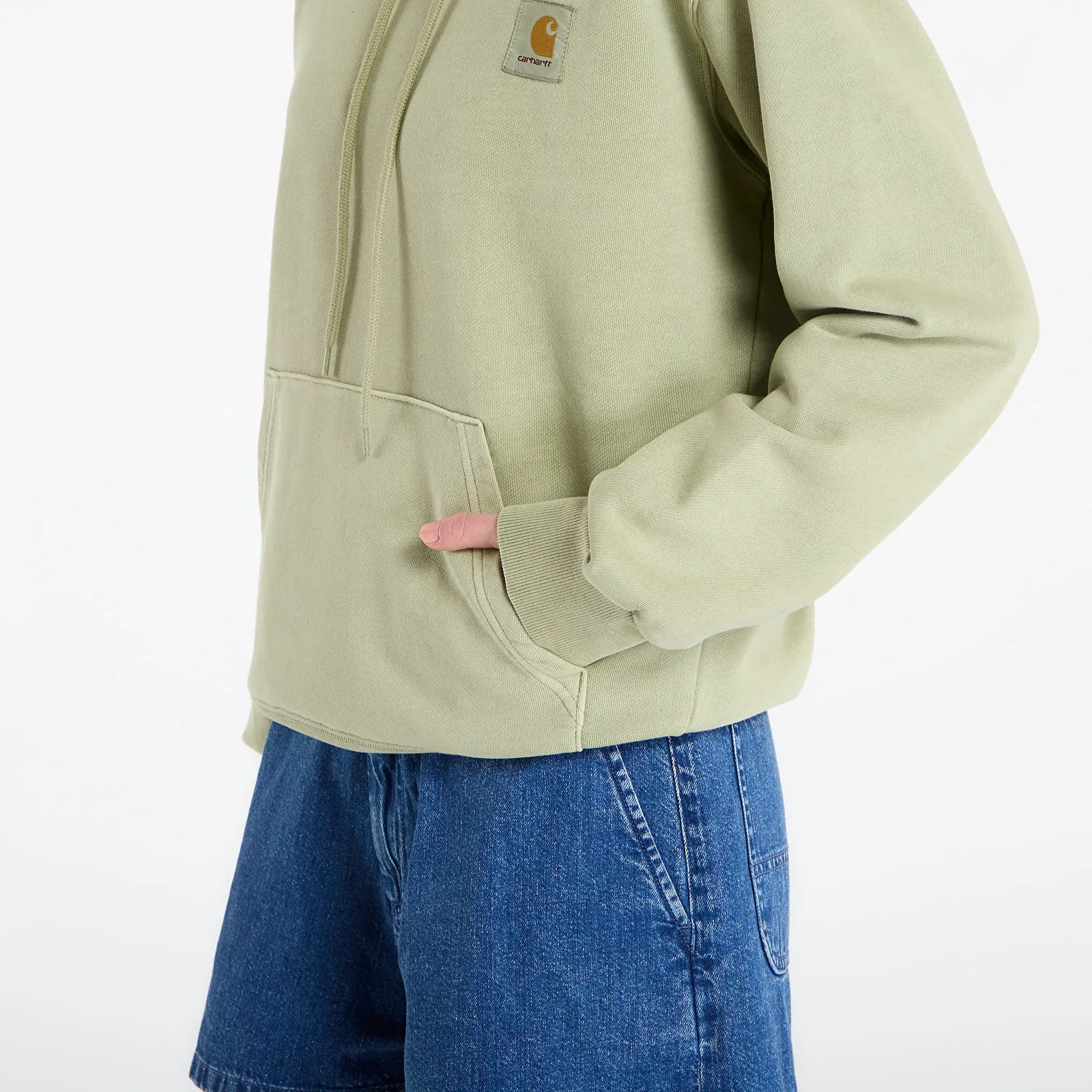 Мъжки суитшърт с качулка Carhartt WIP Hooded Nelson зелен – Gentle Green – Мъжки худита