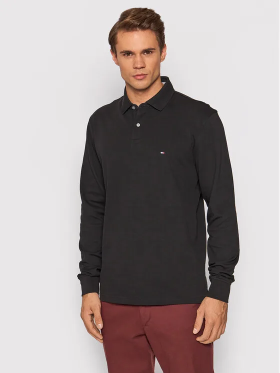 Tommy Hilfiger Тениска с яка и копчета 1985 MW0MW20183 Черен Regular Fit – Мъжки поло тениски