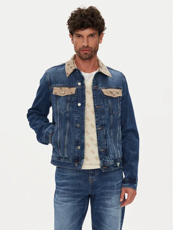 Guess Дънково яке M5YXN1 D5KT3 Тъмносин Regular Fit – Мъжки дънкови якета
