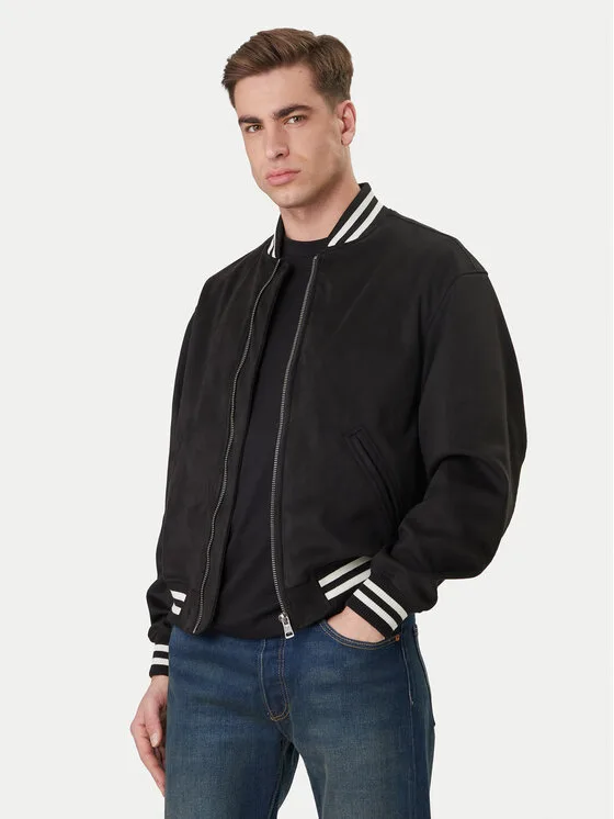 Мъжко яке бомбър Guess Jeans WJ842 черно – Черен – Мъжки бомбър якета