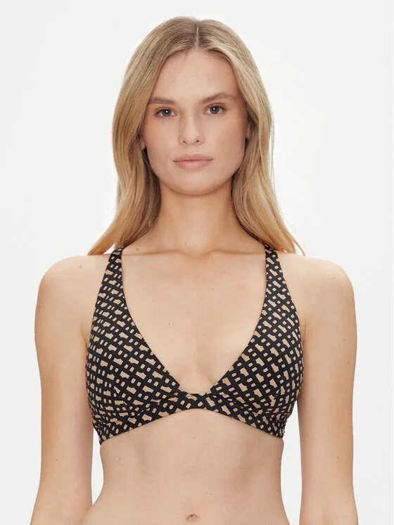 BOSS Горнище на бански Bb Monogram 50535257 Черен Regular Fit – Дамски бикини бански