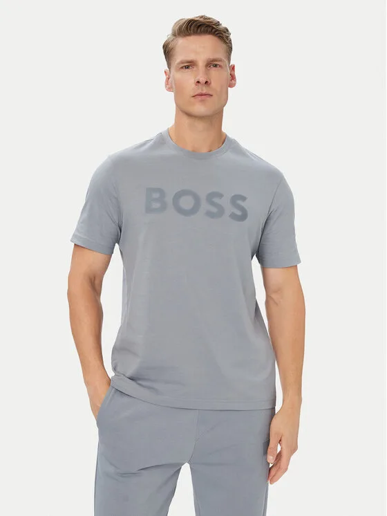 Мъжка тениска BOSS Structure Logo сива – Мъжки тениски с къс ръкав