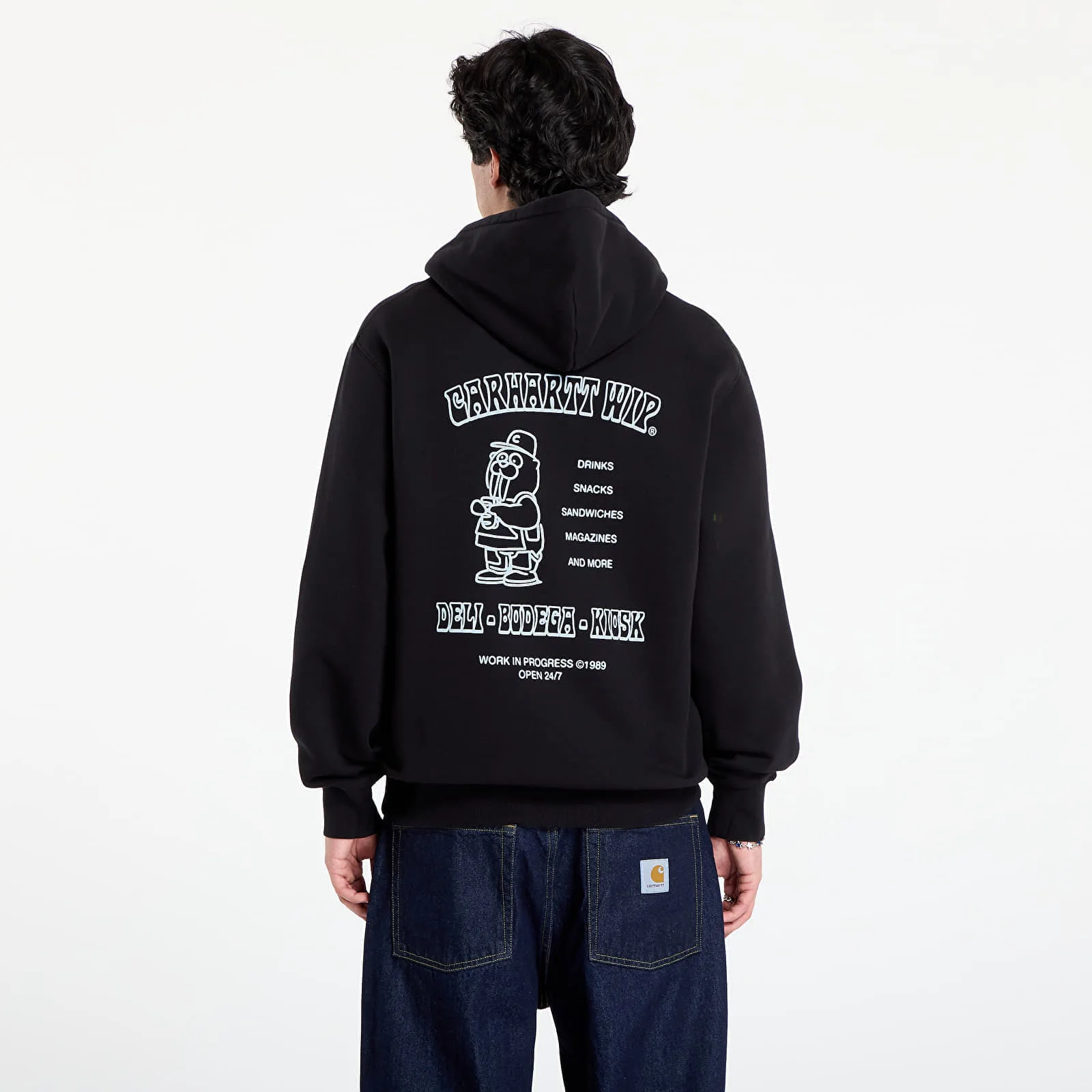 Мъжки суитшърт с качулка Carhartt WIP Hooded Sandwich черен/син – Black|Blue Fog – Мъжки худита
