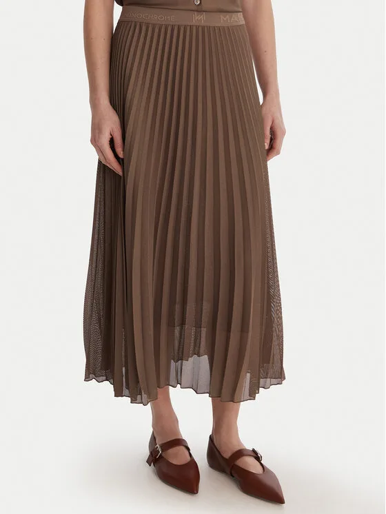Marella Плисирана пола Gabbia 2613101085 Кафяв Regular Fit – Дамски плисирани поли