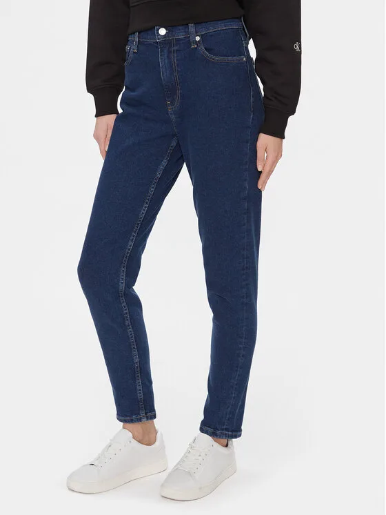 Calvin Klein Jeans Дънки Mom Jean J20J223244 Тъмносин Mom Fit – Дамски boyfriend дънки