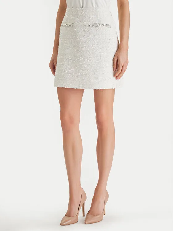 Guess Мини пола W6RD56 WJ632 Екрю Regular Fit – Кремав – Дамски мини поли