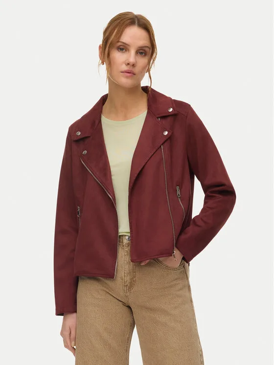 Дамско кожено яке Vero Moda Jose бордо – Дамски кожени якета